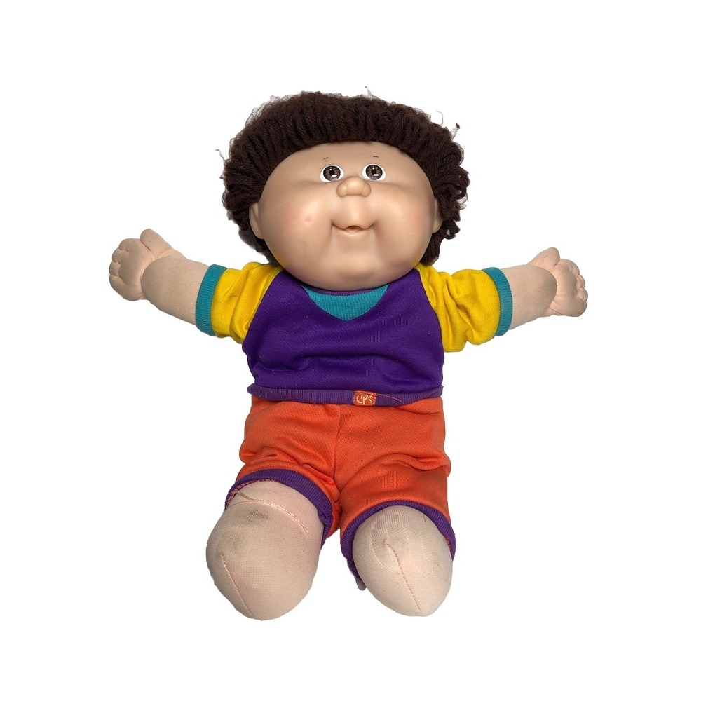 Vtg 80s Cabbage Patch Kids Toddler Boy brown hair brn eyes doll Original Outfit